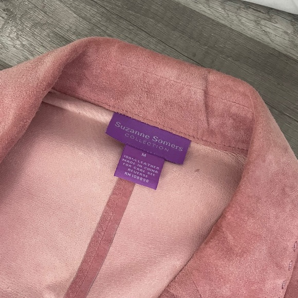 Long Pink Light Weight 100% Genuine Suede Jacket - Picture 4 of 5